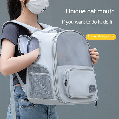 Adventure-Ready, Expandable Pet Carrier Backpack - Large Capacity, Nylon, Zip Closure For Cats & Dogs - Ideal For Outings