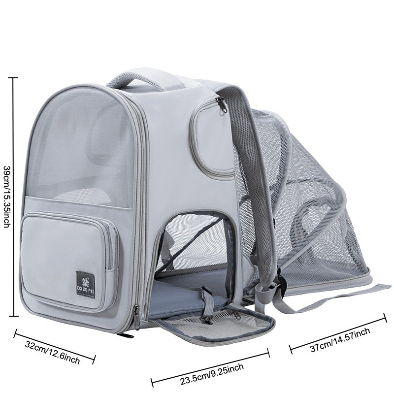 Adventure-Ready, Expandable Pet Carrier Backpack - Large Capacity, Nylon, Zip Closure For Cats & Dogs - Ideal For Outings