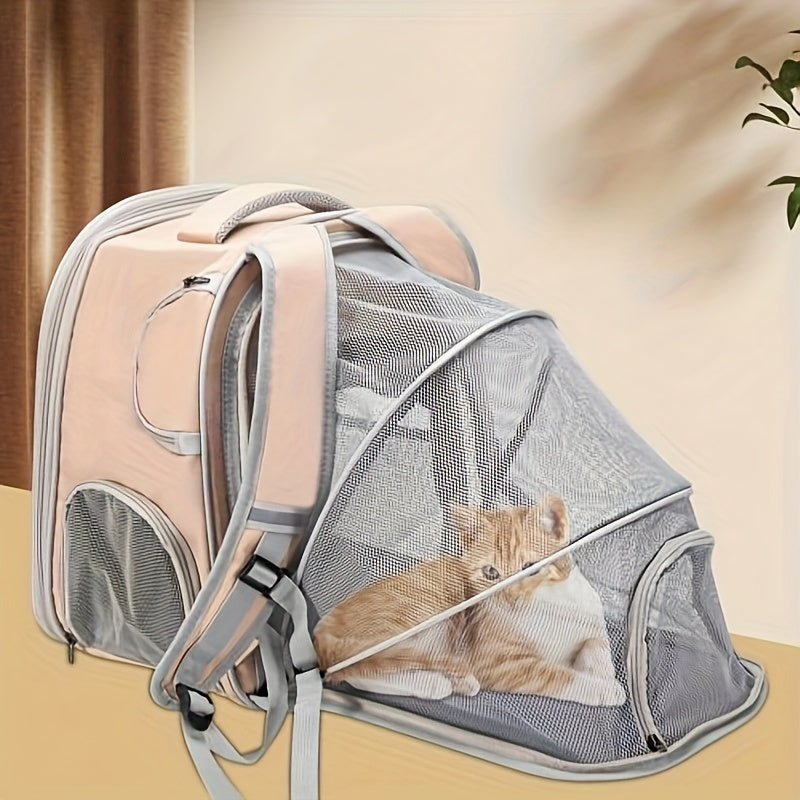 Adventure-Ready, Expandable Pet Carrier Backpack - Large Capacity, Nylon, Zip Closure For Cats & Dogs - Ideal For Outings